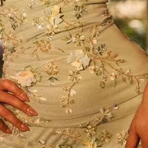 Elegant Green Floral Gown